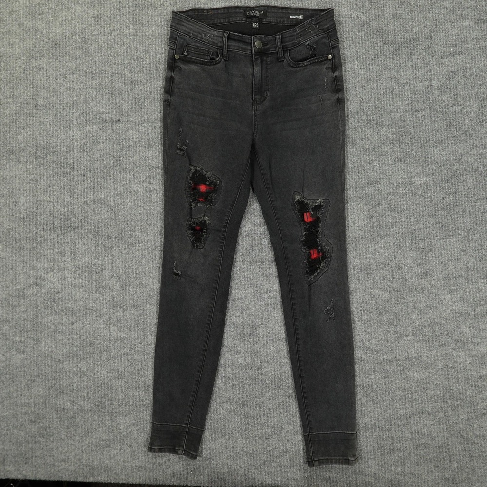 Judy Blue Jeans Womens 7 28 Gray Charcoal Wash Distressed Skinny Stretch Denim